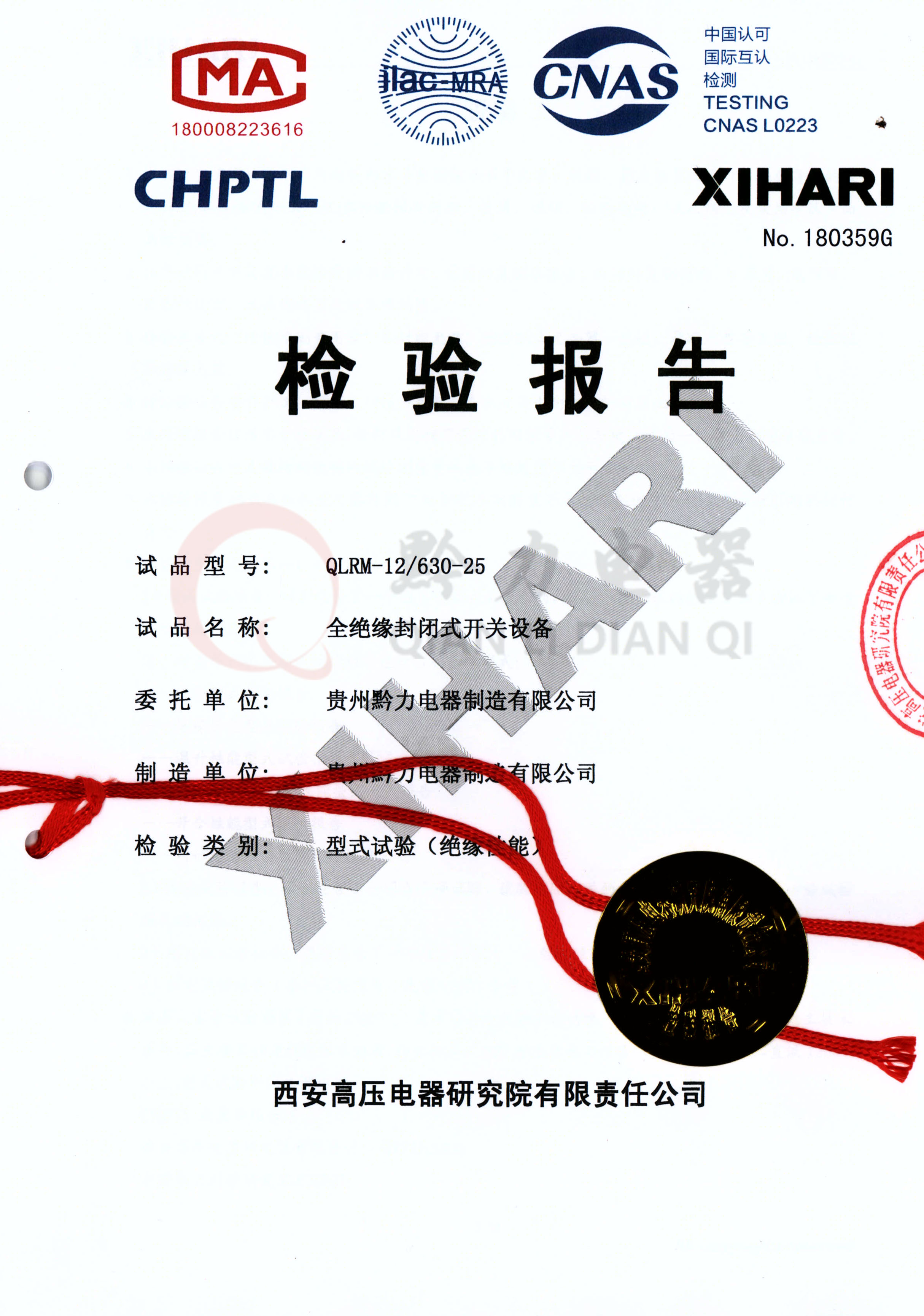 QLRM充氣櫃試驗報告封